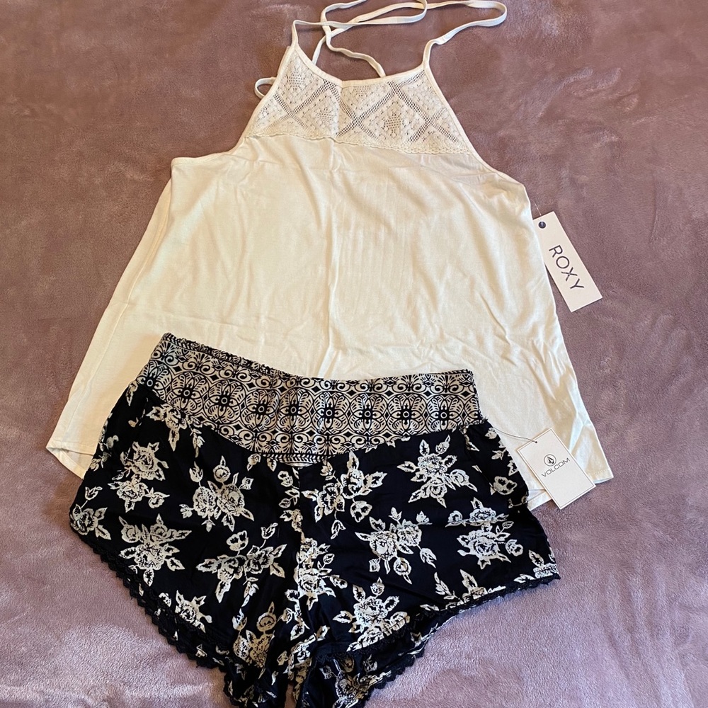 NWT Roxy tank and volcom shorts